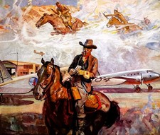 Artist John Philip Falter Gulf Refining Pony Express Airliner 1935 Mag Print Ad picture