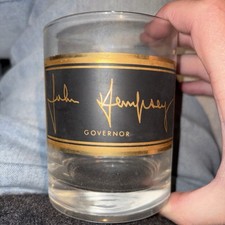 VTG Set of 4 Governor John Dempsey Signature Lowball Glasses CT Democrat Glass picture