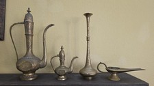 Vintage Hand Engraved Brass Decor Set – 4 Pieces Made in India picture