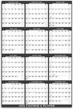 2025 Yearly Wall Calendar - Jan. 2025 - Dec. 2025, 34.3