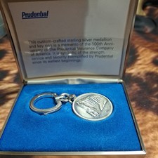 Vintage Sterling Silver Prudential Centennial 1875-1975 Keychain w/ Presentation picture