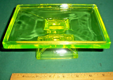 VTG Clarks Teaberry Gum Tray Advertising Pedestal Stand Vaseline/Uranium Glass picture
