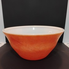 McKee Bell-Shaped Milk Glass Mixing Bowl ~ Orange / Red ~ 9” picture