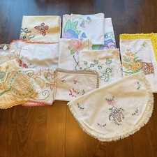Vintage Hand Embroidered and mix other granny Lot - 14 Unique Items picture