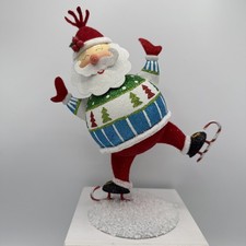 Vintage Pier 1 Glitter Collection 10” Skating Santa Christmas Decor-Nice picture