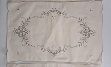 4 Vintage Cutwork Madiera Needlework Floral Placemats Beige Gray 70's Tea Party picture