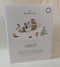 HALLMARK 2024 PEANUTS Sledding Tabletop Figurine Sound & Motion Snoopy NEW picture