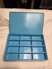 Vintage Blue Plastic Parts Organizer Tray w/ Lid 16.5x11.5 Electronics Hardware picture