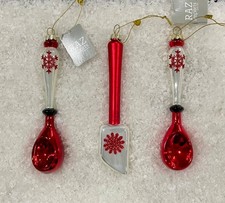Raz Imports glass ornaments 2 spoons and 1 spatula ~NEW~6 inch picture