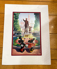1993 Disney John Hench Partners Statue Lithograph Print Mickey Walt signed picture
