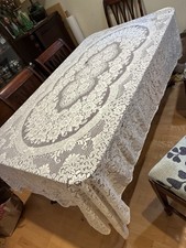 Vintage Quaker Lace Tablecloth 79x108 CUTTER CLOTH Craft Fabric Repurpose DIY picture