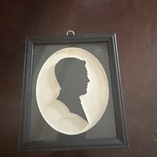 Vintage Silhouette Young Boy/Man Framed black wooden picture