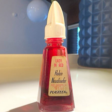 VTG Helen Neushaefer Lady in Red Plasteen Red Glass nail polish display Bottle picture