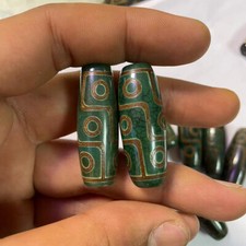 10Pc Tibetan Natural Agate Green Nine Eyes Beads Pendant Bracelet Accessories picture