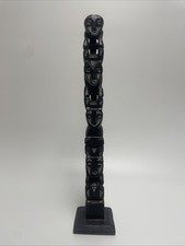 Vintage Pacific Northwest Native American 20.5” Black Totem Pole Sculpture picture