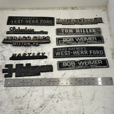 Lot Of 10 Vintage Plastic Car Dealership Advertising License Plate Toppers picture
