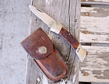 Vintage I-XL SCHRADE WOSTENHOLM Pocket Knife with Leather Sheath Made in England picture