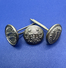 Vintage Fire Department Buttons F.D. & 2 Bugle Uniform Costume Buttons Set of 3 picture