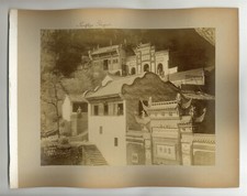 Yangtze River China 1894 Pagoda Carved Into Mountain Chinese Albumen Card Photo  picture