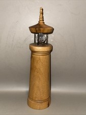 Vintage Pacific Myrtlewood Bandon Oregon Carved 9” Tall Lighthouse With Crystal picture