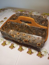 Longaberger 2006 Carry N Caddy Basket Set, Protectors, Khaki Floral Liner picture