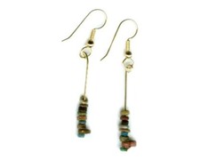 BC1100 Colorful Ancient Egypt Faience Silica Ceramic Proto Glass Earrings 14ktGF picture