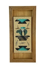 Vintage 1992 Southwestern Sand Art Native American Pottery Design Framed 12.5” picture