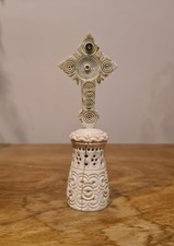 Antique Jerusalem Holy Land Pilgrim Cross Bone Gethsemane Lens Travel Crucifix picture
