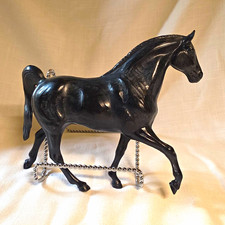 Vintage Black Resin Model Horse Figurine Stallion Sculpture, 9