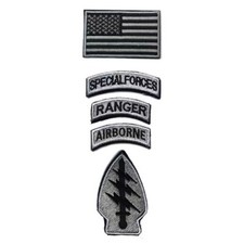 4Pcs US Army Special Forces Group Airborne SFGA SF Ranger TOP Hook Patch Gray picture