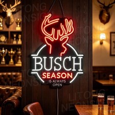 US STOCK Hunt Deer Season Is Always Open Busch LED Neon Sign 23