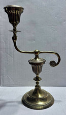 Vintage 1989 Solid Brass Balance Candlestick Single Arm Rose Scroll Heavy 11 picture