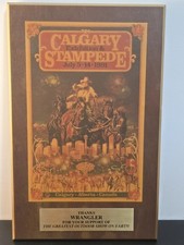 Vintage 1991 Calgary Stampede Corporate Sponsor Plaque Cherrywood Finish Brass picture