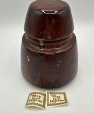 Vintage 1960s Brown Ceramic Insulator With Two Savers Certificate Light picture