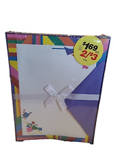 Vintage Stationary Box Whitings Paper Envelopes NOS USA 80's Colorful Geometric picture