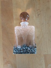 Antique 1920’s Art Nouveau Perfume Bottle Pink Glass Silver Filigree Overlay  picture