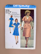 Vintage 1975 Simplicity 7298 Sewing Pattern Jr Petite 11JP 13JP Two Piece Dress picture