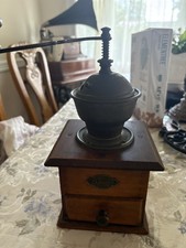 Antique Leinbrock's Ideal Coffee Grinder DRGM German Brass Wood Mill c1905-1925 picture