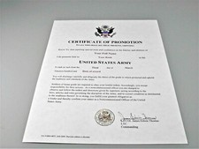 Certificate of Promotion NCO (US Army) Replacement Certificate 8.5 X 11 picture