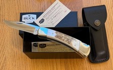 STUNNING BUCK CUSTOM 110 STAG KNIFE NEVER USED IN BOX N16A picture