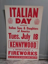 Vintage Poster Pittsburgh 60's Letterpress  Italian Day Kennywood Tue. July 18th picture