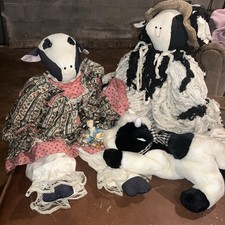Vintage Country Farmhouse Cow Bundle Of 4 Includes Enesco Figurine  picture