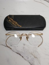 Antique 1930s AO American Optical 12K Gold Filled Rimless Eyeglasses w/ Case picture