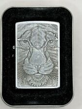 Vintage 2003 Tiger Head Emblem Pewter Zippo Lighter picture