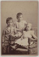 Original 1892 CC three handsome boys in girl's clothes by Studio Adele, Vienna picture