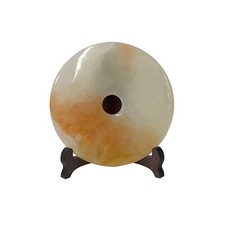 Natural White Brown Onyx Stone Round Fengshui Home Decor Display ws3177 picture