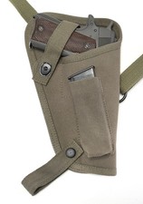 US WW2 M3 OD Canvas Colt 1911 .45 Tanker Shoulder Holster with Magazine Pouch picture