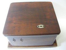 Antique Wooden NET&T Hinge Keyhole BOX NEW England Telephone & Telegraph Company picture