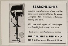 1948 Print Ad Carlisle & Finch Boat Searchlights Made in Cincinnati,Ohio picture