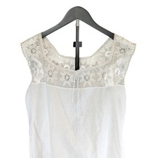 Antique Edwardian Linen Undergown Shift Crochet Lace Yoke Vintage Heirloom Set picture